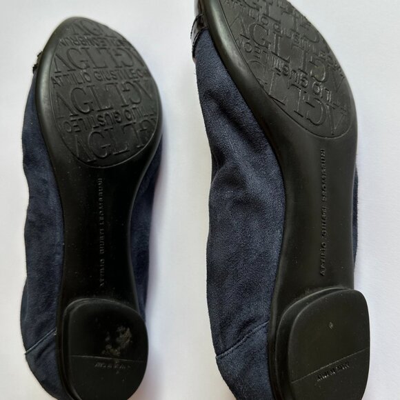 AGL Suede Chain-Link Accents Ballet Flats Navy blue - Picture 9 of 11